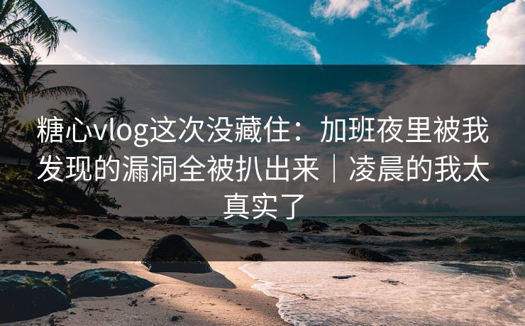 糖心vlog这次没藏住：加班夜里被我发现的漏洞全被扒出来｜凌晨的我太真实了