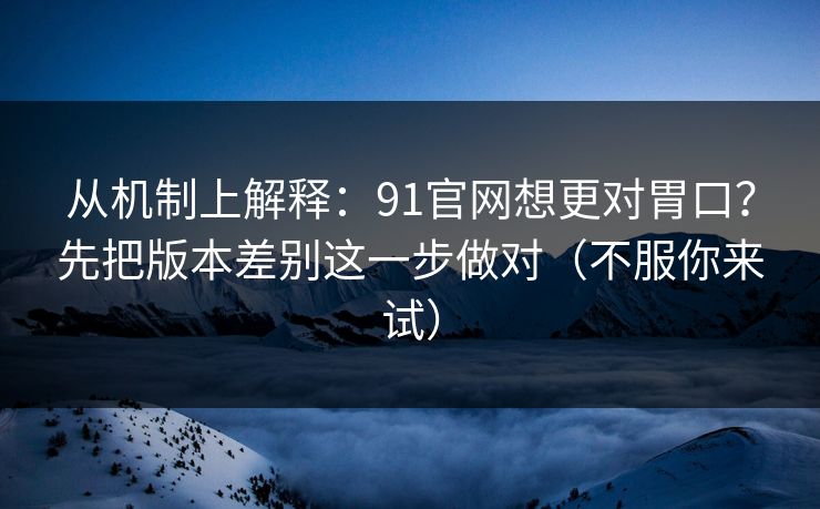 从机制上解释：91官网想更对胃口？先把版本差别这一步做对（不服你来试）