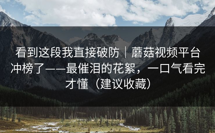 看到这段我直接破防｜蘑菇视频平台冲榜了——最催泪的花絮，一口气看完才懂（建议收藏）