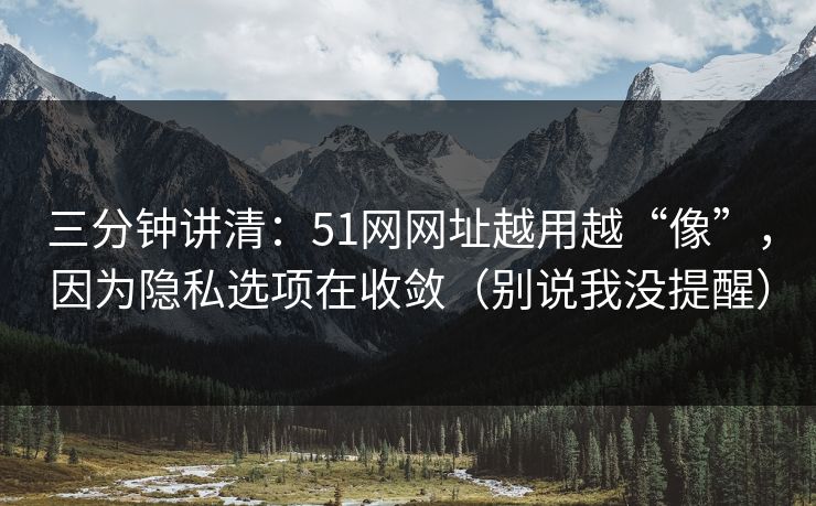 三分钟讲清：51网网址越用越“像”，因为隐私选项在收敛（别说我没提醒）